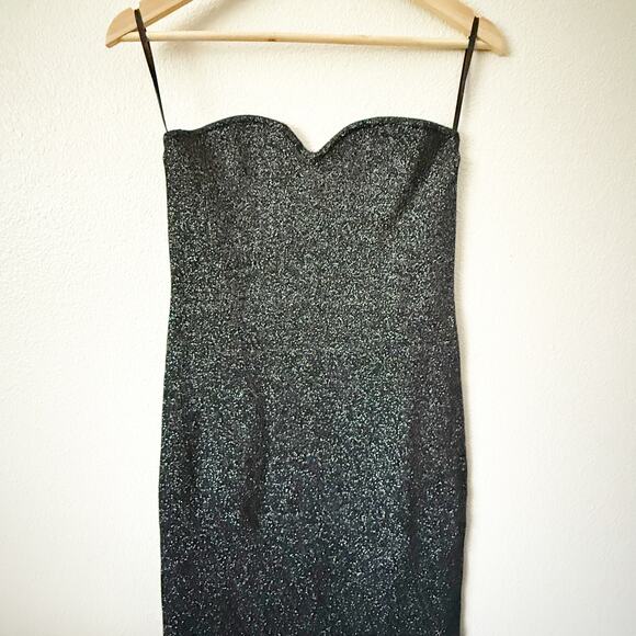 ABERCROMBIE & FITCH | Black Sweetheart Sparkle Strapless Dress | Size Large Tall - Picture 5 of 10